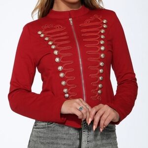 Orchid Bloom Military Style Jacket with Silvertone Buttons